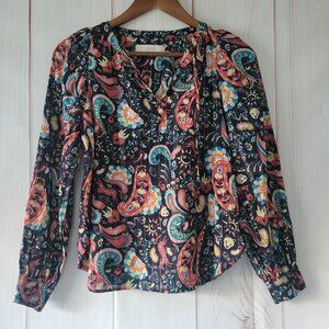 Loft Women’s Long Sleeve Blouse, XS/Petite, Pull-over Top, Animal Print Shirt